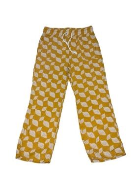 Classic Concepts Yellow White Leaf Print Pants Size XL